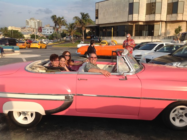 ellen in pink car